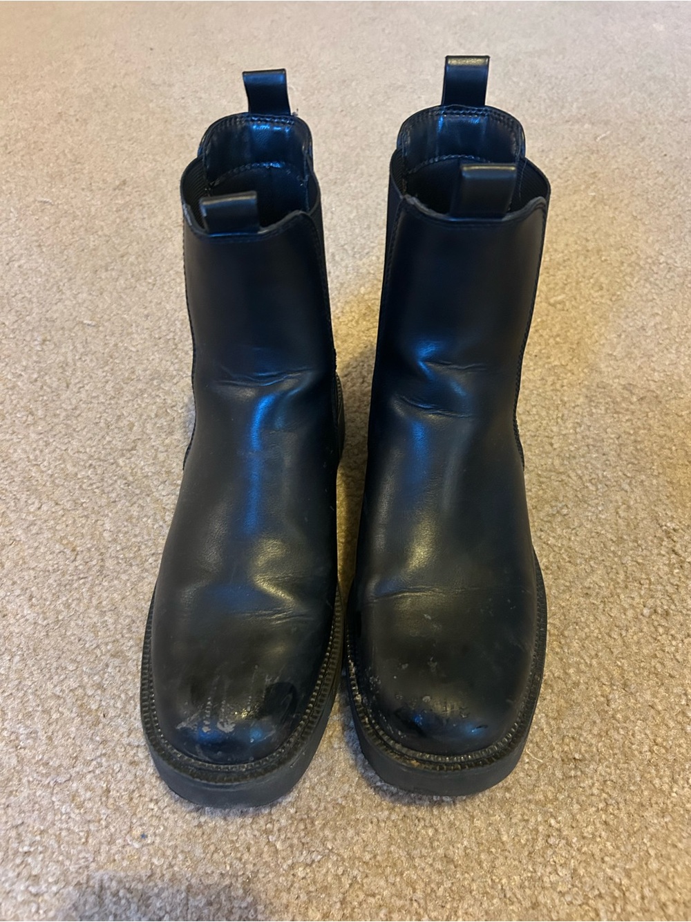 a new day Black Leather Chelsea Ankle Boots
